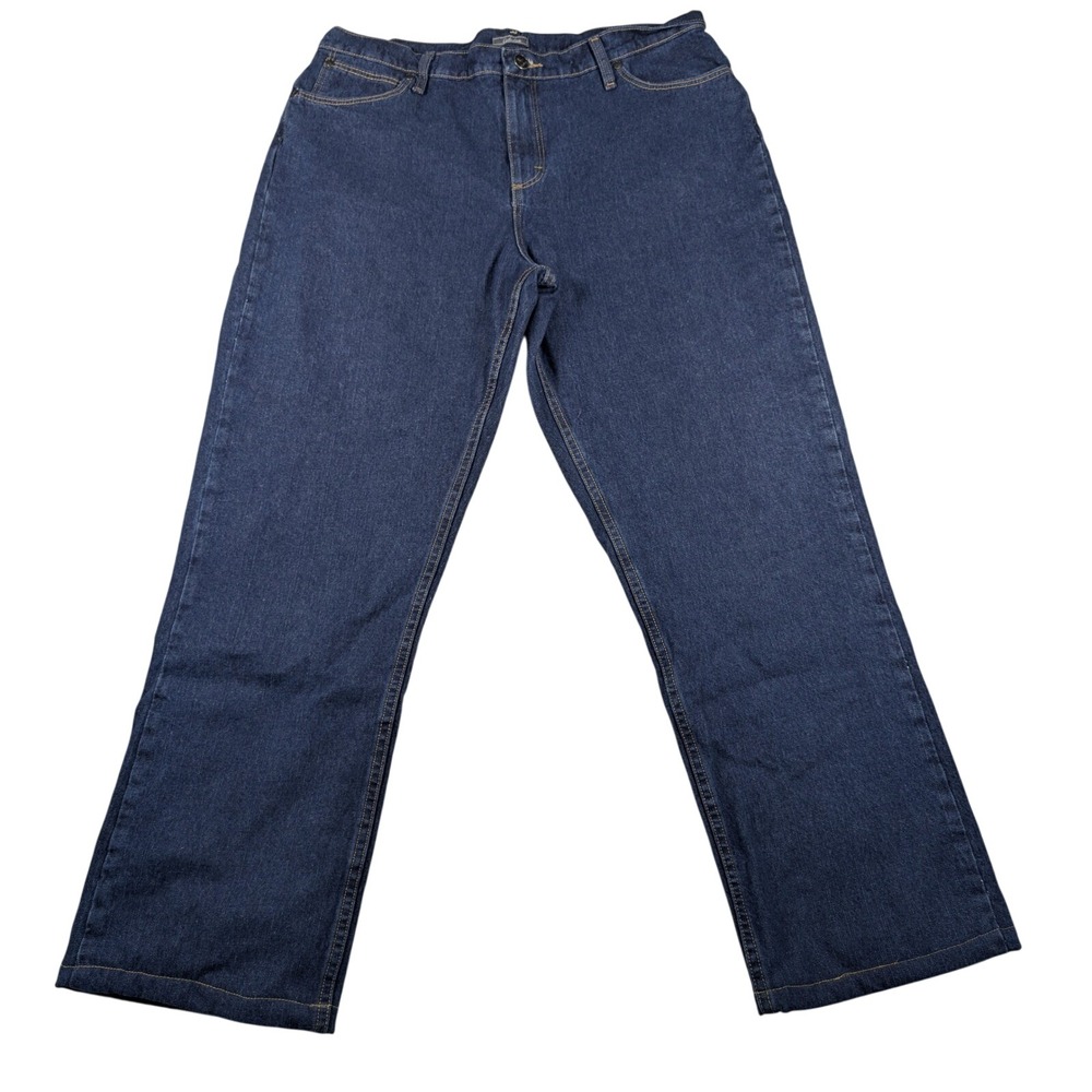 Cabelas Jeans Womens 16 Long Blue Flannel Lined Straight Leg Denim Pants Warm